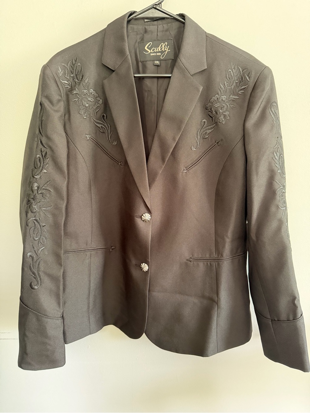 Scully Women’s Tonal Scroll Black Embroidered Blazer Size XXL - Picture 2 of 12